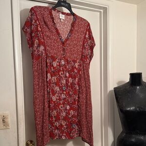 Knox Rose Red Floral dress short sleeve